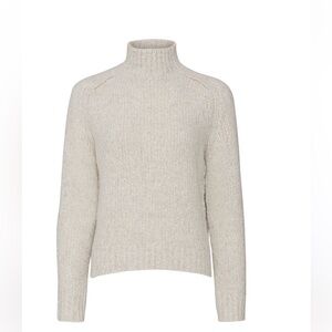 Vince Cream Textured Saddle Sleeve Turtleneck